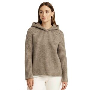 Candace Cameron Bure Brushed Raglan Sleeve Hoodie Sweater Oatmeal Taupe Small
